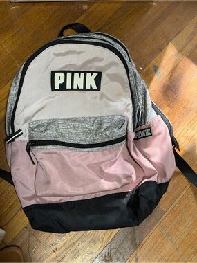 PINK Victoria's Secret Two-Tone Pink, Gray & Black Backpack